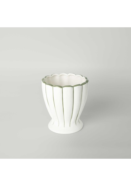 Miya 14X13,5X15,5 cm Vazo Beyaz Yeşil