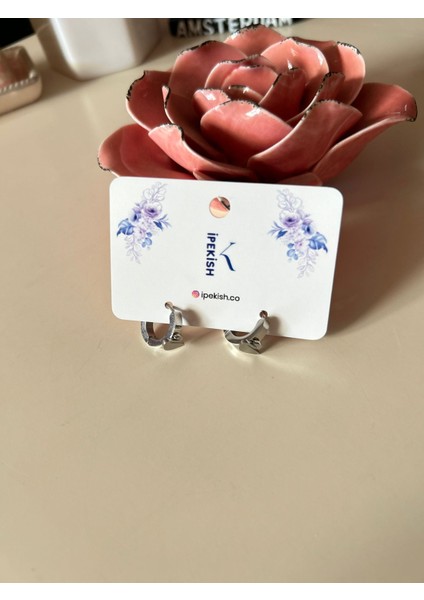 Çelik, Silver, Halka Küpe – Kuğu Figürlü, Minimalist ve Zarif Tasarım