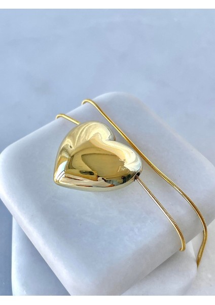 Kalp Model Gümüş Renk Zinciri Içinden Geçen Kolye