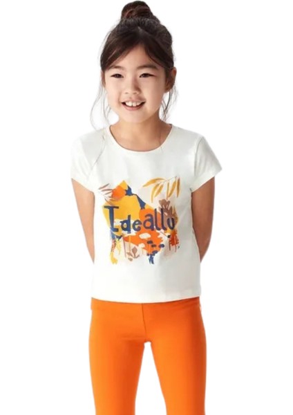 Fancy Kids Antalya Kız Çocuk T-Shirt Baskılı Ideally 10 Yaş Ekru - Turuncu