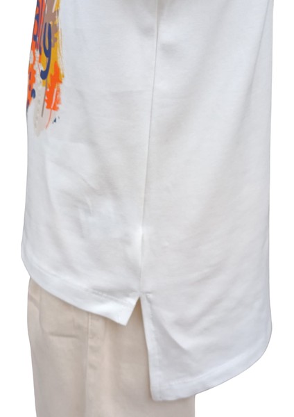 Fancy Kids Antalya Kız Çocuk T-Shirt Baskılı Ideally 10 Yaş Ekru - Turuncu fırsatları