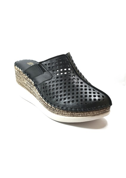 K-92 Hakiki Deri Dolgu Topuklu Önü Kapalı Kadın Terlik fiyatları