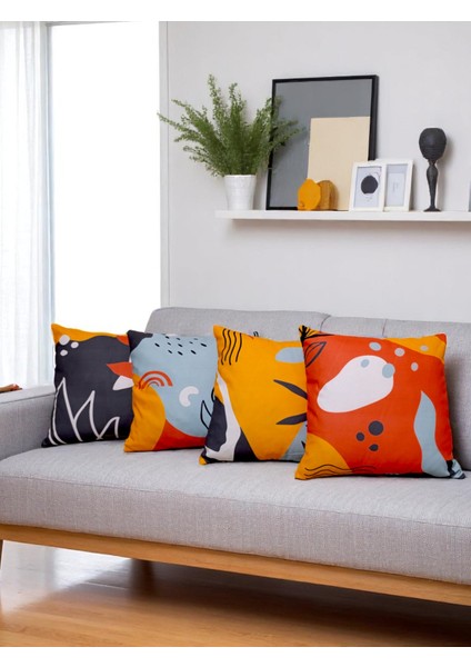 Çift Tarafı Baskılı Kırlent Kılıfı | Modern Desenli Kırlent Kılıfı | 4'lü Takım Kırlent Kılıfı fiyatları