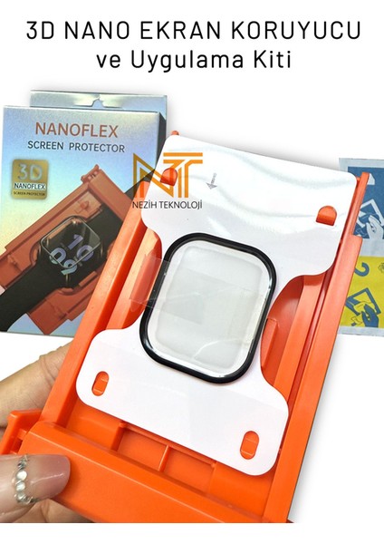Apple Watch Seri 7 / 8 / 9 41 mm Uyumlu 3D Nano Ekran Koruyucu ve Uygulama Kiti