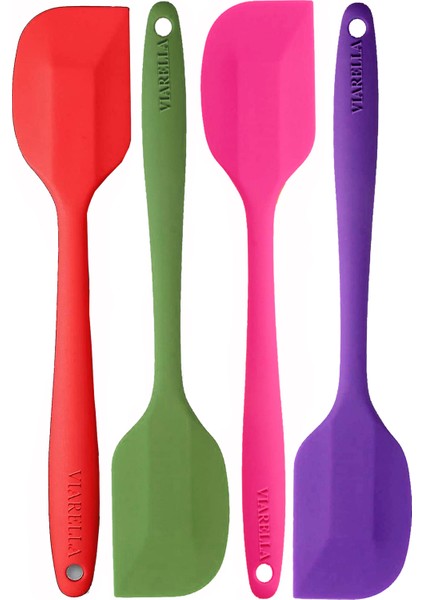 4lü Silikon Spatula Seti Yanmaz Yapışmaz Çizmez Kırmızı-Yeşil-Fuşya-Mor 27cm