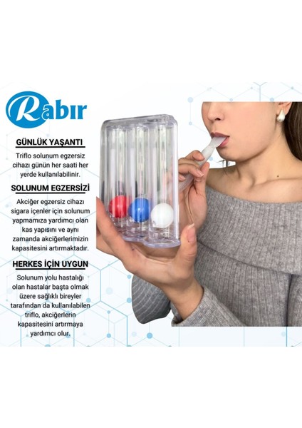 Solunum Egzersiz Cihazı, 3 Toplu Nefes Güçlendirme Aracı, Sağlık ve Fitness için