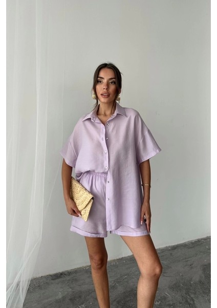 Gömlek - Şort Takım - Lila modelleri