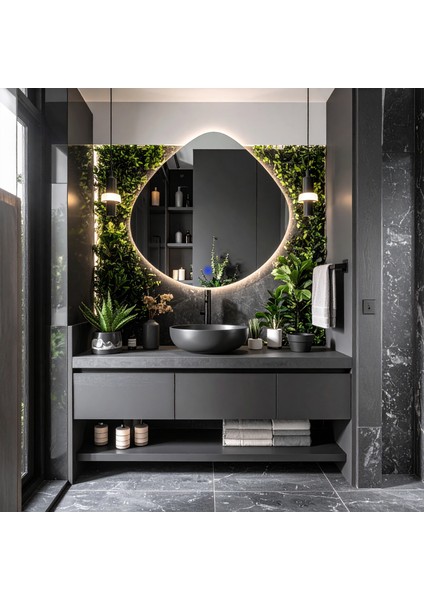 Zynor Günışığı Led'li Lazer Kumlamalı Lavabo & Banyo Aynası (Dokunmatik Sensörlü)