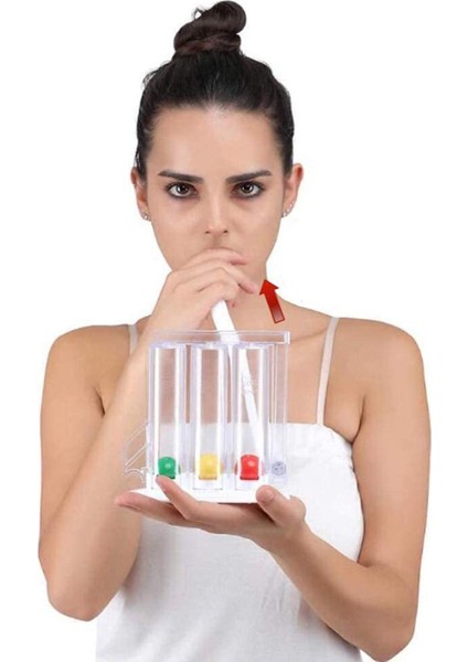 Nefes Egzersiz Aleti 3 Toplu Solunum Güçlendirme Üfleme Kapasite Artırma Cihazı Topu