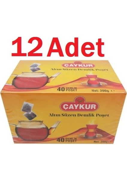 Demlik Poşet Çay 40'lı 200 gr x 12 Adet