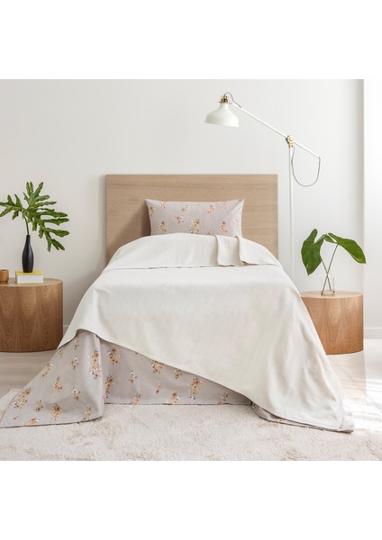 Home Hera Tek Kişilik Pike Takımı 3 Parça-Ekru