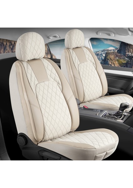 Renault Kadjar Uyumlu Lüx Yarı Deri Oto Koltuk Kılıfı Ön Arka Takım Caprice Bej Auto Good Store