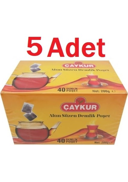 Demlik Poşet Çay 40'lı 200 gr x 5 Adet