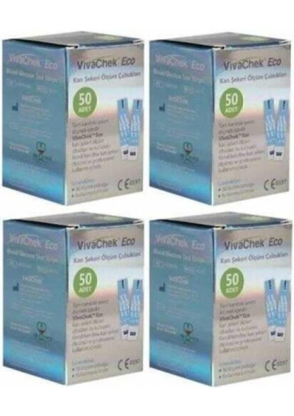 Şeker Ölçüm Çubuğu 50'li, 4 Paket, 200 Lü, Güvenilir ve Sağlıklı Kullanım