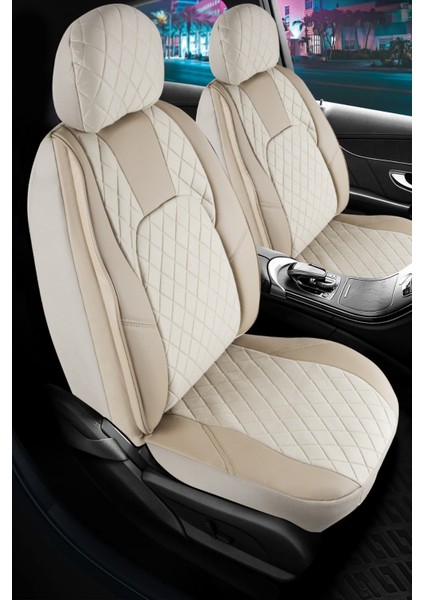 alfa Romeo 155 Uyumlu Lüx Yarı Deri Oto Koltuk Kılıfı Ön Arka Takım Caprice Bej Auto Good Store indirimleri