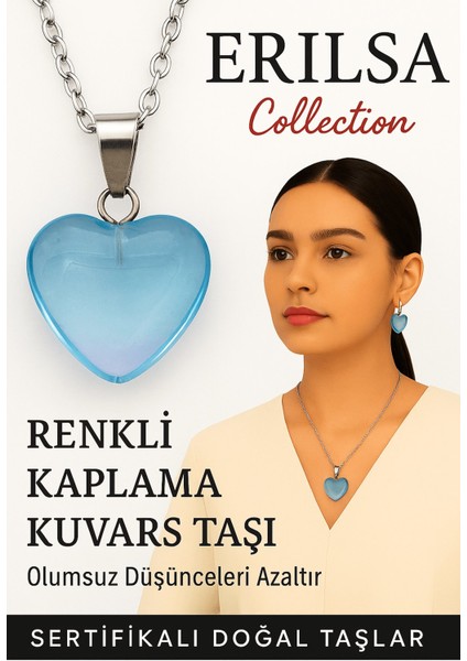 Sertifikalı Renkli Kaplama Kuvars Taşı Kolye (Mavi) – Iç Huzur ve Güçlü Ifade Yeteneği