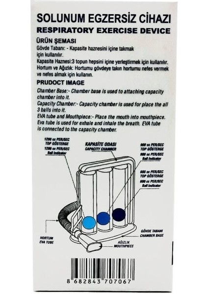 Solunum egzersiz cihazı 3 top 4 adet, sağlıklı nefes için ideal çözüm, Türkiye Üretimi