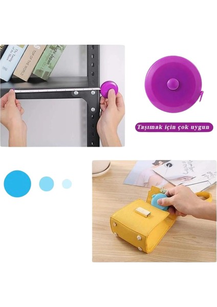 Renkli otomatik makara basmalı mezura, vücut ölçüm için 1,5 m modelleri