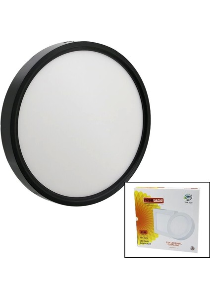 Nisaluce EPL-24SÜ/S 24W Siyah Metal Kasa Sıva Üstü Yuvarlak LED Slim Panel 1680LM BEYAZ=6500K 30.000 Saat Ömür