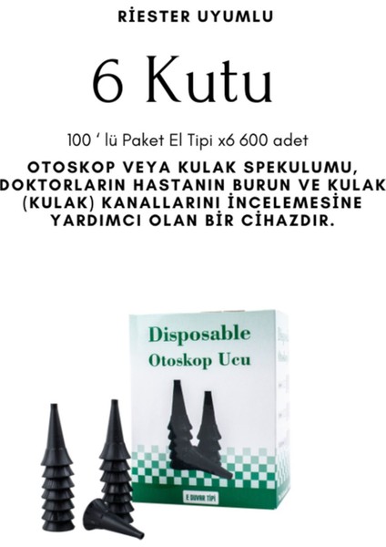 2,5mm Otoskop Ucu, 600 adet, tek kullanımlık, güvenilir ve pratik kullanım modelleri