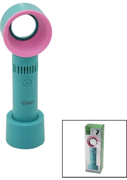 Kiwi KFAN-7610 Taşınabilir El Fanı Gizli Pervaneli USB Şarjlı Masa Üstü Kullanım Aparatlı 3 Kademe Hız