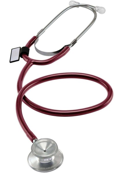 Burgundy çift taraflı stetoskop, konforlu ve güvenilir muayene aracı