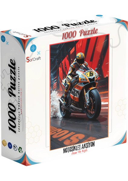 1000 Parça Puzzle Motosiklet Aksiyon