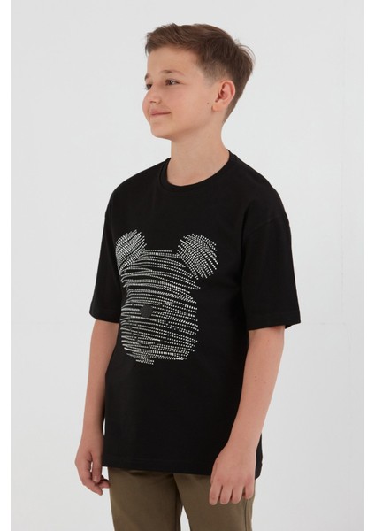 Ayıcık Baskılı Bisiklet Yaka Erkek Çocuk Tişört fiyatları