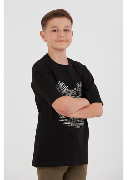 Ayıcık Baskılı Bisiklet Yaka Erkek Çocuk Tişört modelleri