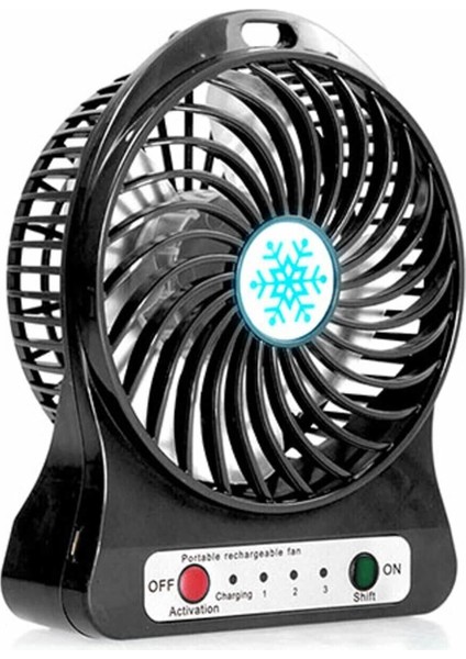 3 Kademeli USB Mini Taşınabilir Masa Fan Siyah, 2 Yıl Garantili