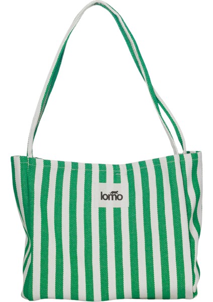 One Omuz Çantası – Hem Günlük Hem Tatil Şıklığı Mini Clutch Hediye - Yeşil Çizgili fırsatları