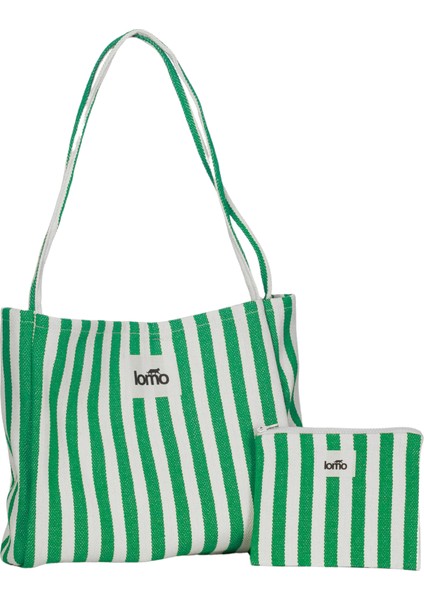 One Omuz Çantası – Hem Günlük Hem Tatil Şıklığı Mini Clutch Hediye - Yeşil Çizgili indirimleri