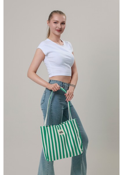 One Omuz Çantası – Hem Günlük Hem Tatil Şıklığı Mini Clutch Hediye - Yeşil Çizgili fiyatları