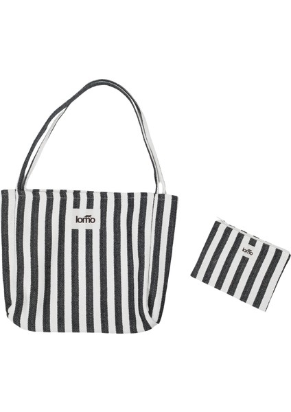 One Omuz Çantası – Hem Günlük Hem Tatil Şıklığı Mini Clutch Hediye - Siyah Çizgili