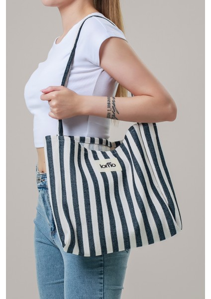 One Omuz Çantası – Hem Günlük Hem Tatil Şıklığı Mini Clutch Hediye - Siyah Çizgili