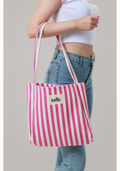 One Omuz Çantası – Hem Günlük Hem Tatil Şıklığı Mini Clutch Hediye - Pembe Çizgili fiyatları