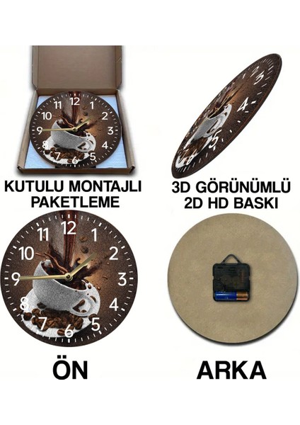 Sessiz yuvarlak ahşap duvar saati, 33x33 cm, doğa teması, kuvars hareketli, beyaz renk indirimleri