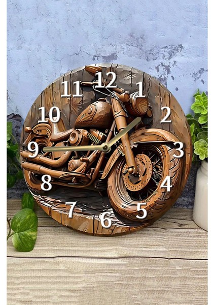 UltraNova Sessiz yuvarlak ahşap duvar saati, kuvars hareketli, 33x33, beyaz, doğa temalı