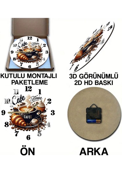 Sessiz Yuvarlak Ahşap Duvar Saati, Doğa Temalı, 33x33 cm, Beyaz, Kuvars Hareketli indirimleri