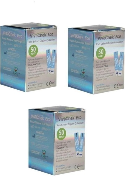 Şeker Ölçüm Çubuğu 150 Adet, 50'li, 3 Kutuda Eco Strip