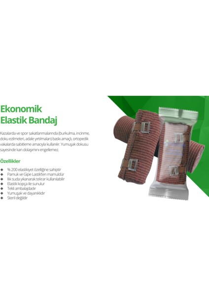 Ekonomik elastik bandaj 10cm x 3,5m, medikal kullanıma uygun, Türkiye menşei