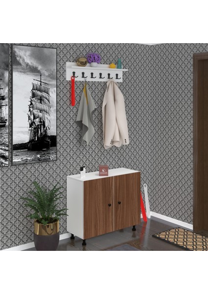 Kenzlife Portmanto Ayakkabılık ve Askılık Edik4 Cvzbyz 68*080*32 Onaltı Çift Ayakkabı Kapasitesi