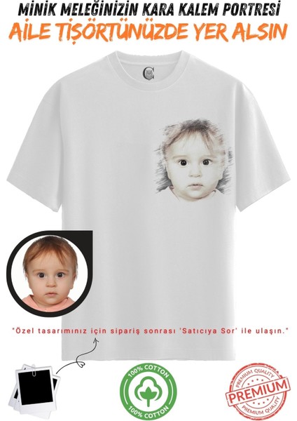 Kişiye Özel Karakalem Tişört - Fotoğraftan Baskılı Aile Portresi | %100 Pamuk Unisex Beyaz Tişört | Kadın Erkek Evcil Hayvan Tasarımlı Anlamlı Hediye V12 modelleri
