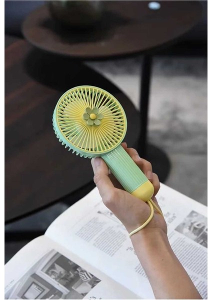 Şarjlı Mini El Fanı, Vantilatör, Telefon Tutucu ve Standlı Serinletici Fan
