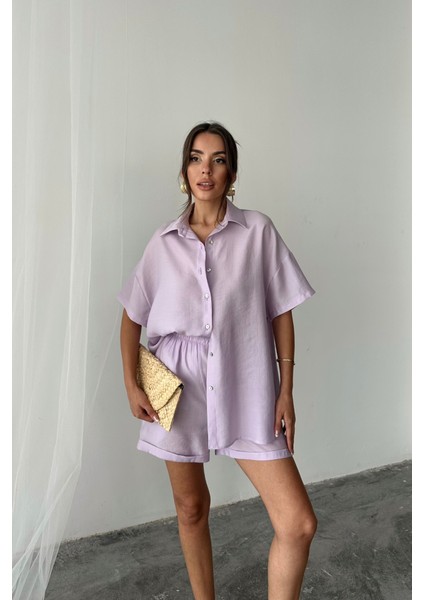 Gömlek - Şort Takım - Lila modelleri