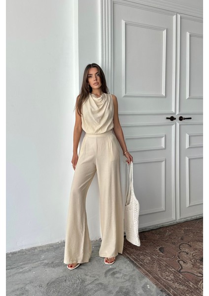 Modamuvo Degaje Yaka Kolsuz Bluz - Pantolon Takım - Taş modelleri