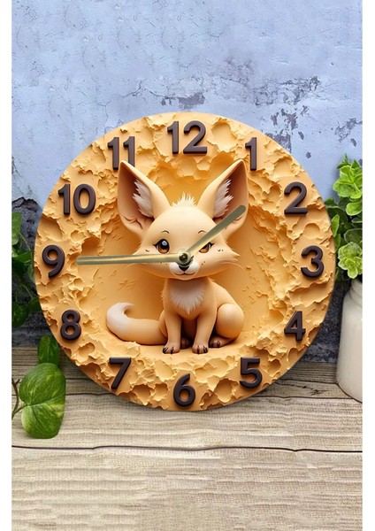 Sessiz yuvarlak ahşap duvar saati, doğa temalı, 33x33, beyaz renk, 3D görünümlü, kuvars hareketli modelleri