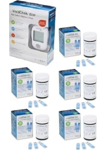 Pratik Şeker Ölçüm Cihazı ve 250 Adet Strip Seti, Güvenli ve Hızlı Ölçüm