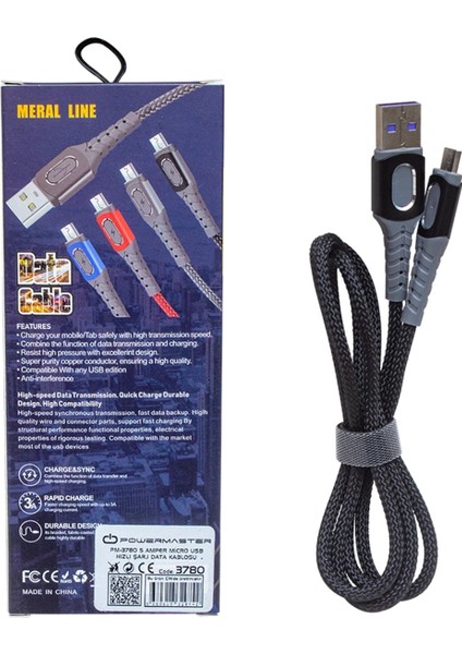 5 Amper Micro USB Hızlı Şarj Data Kablosu (4887)