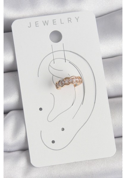 Pirinç Gold Renk Zirkon Taşlı Kadın Kıkırdak Küpe - TJ-BKP10571 fiyatları